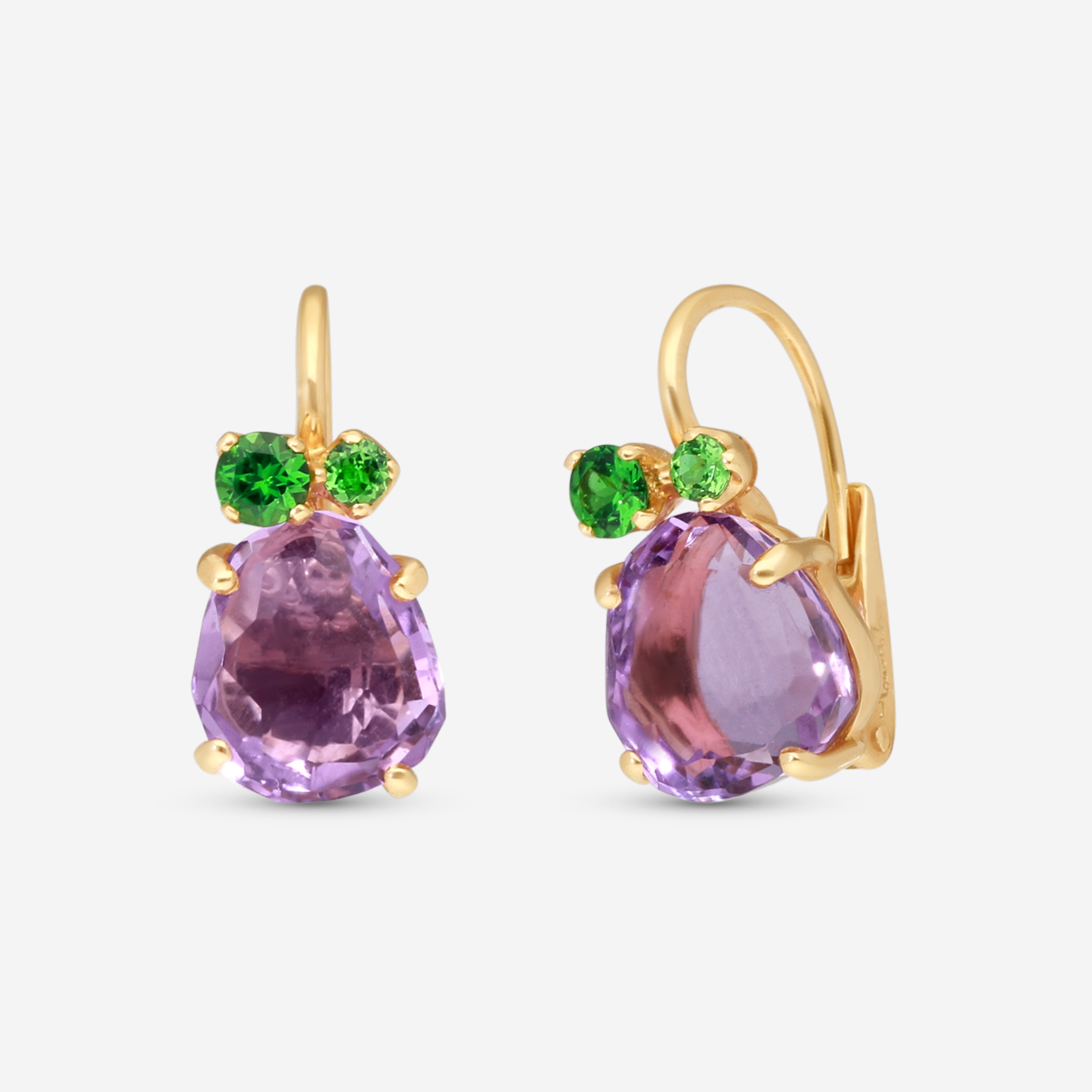 Pomellato 18K Yellow Gold Tsavorite & Amethyst Earrings O.B203/07OIT7 - THE SOLIST