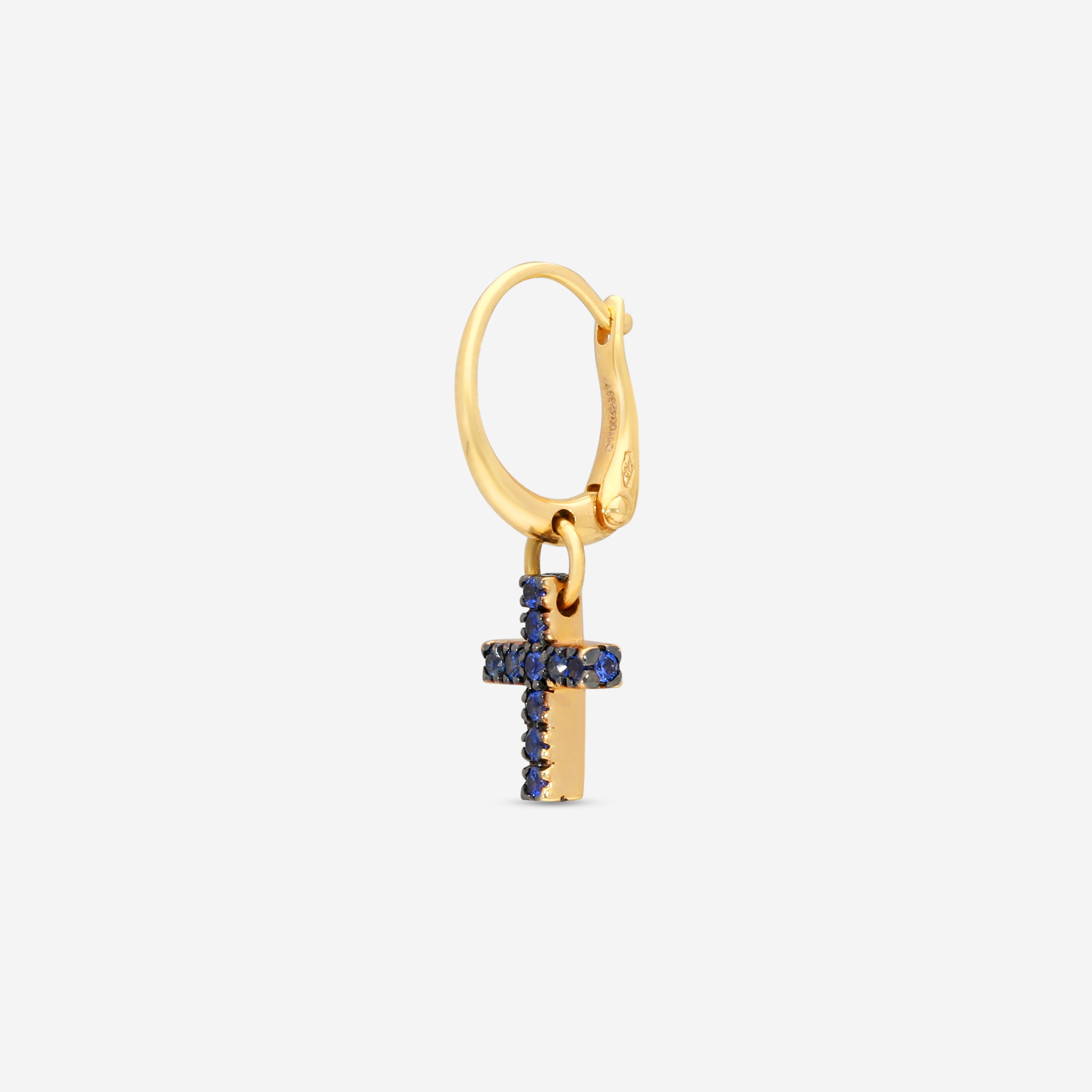 Pomellato 18K Yellow Gold Sapphire Mono Cross Earring GO13436 - THE SOLIST