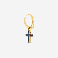 Pomellato 18K Yellow Gold Sapphire Mono Cross Earring GO13436 - THE SOLIST