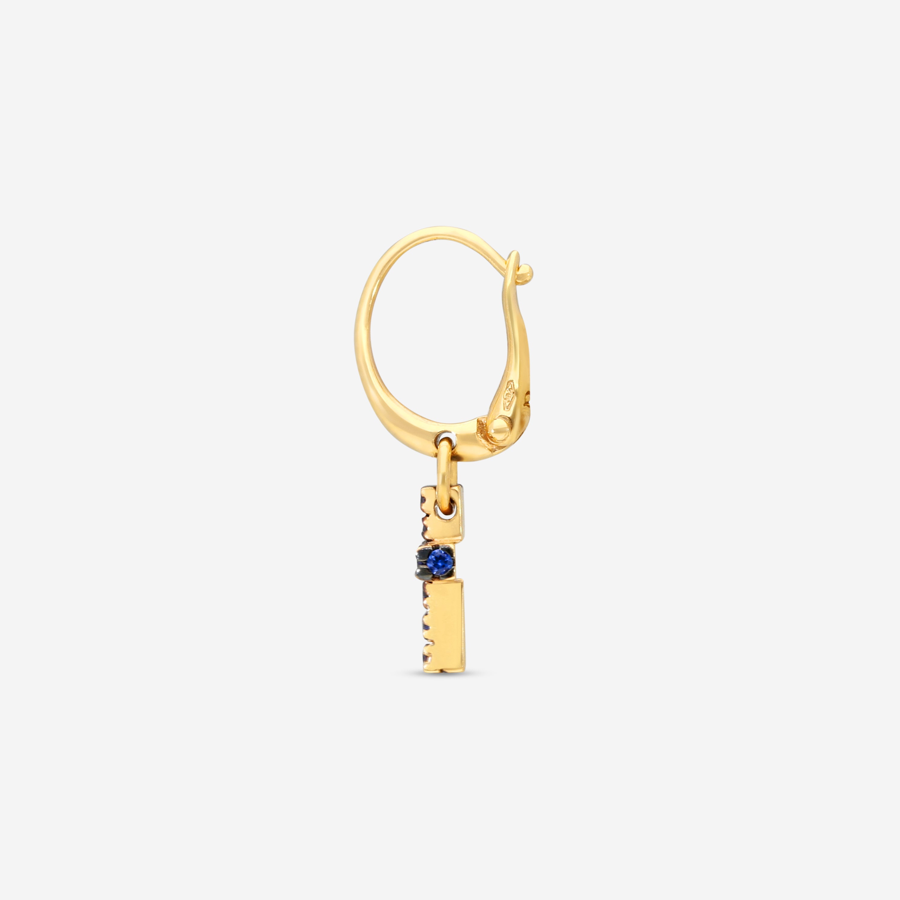Pomellato 18K Yellow Gold Sapphire Mono Cross Earring GO13436 - THE SOLIST