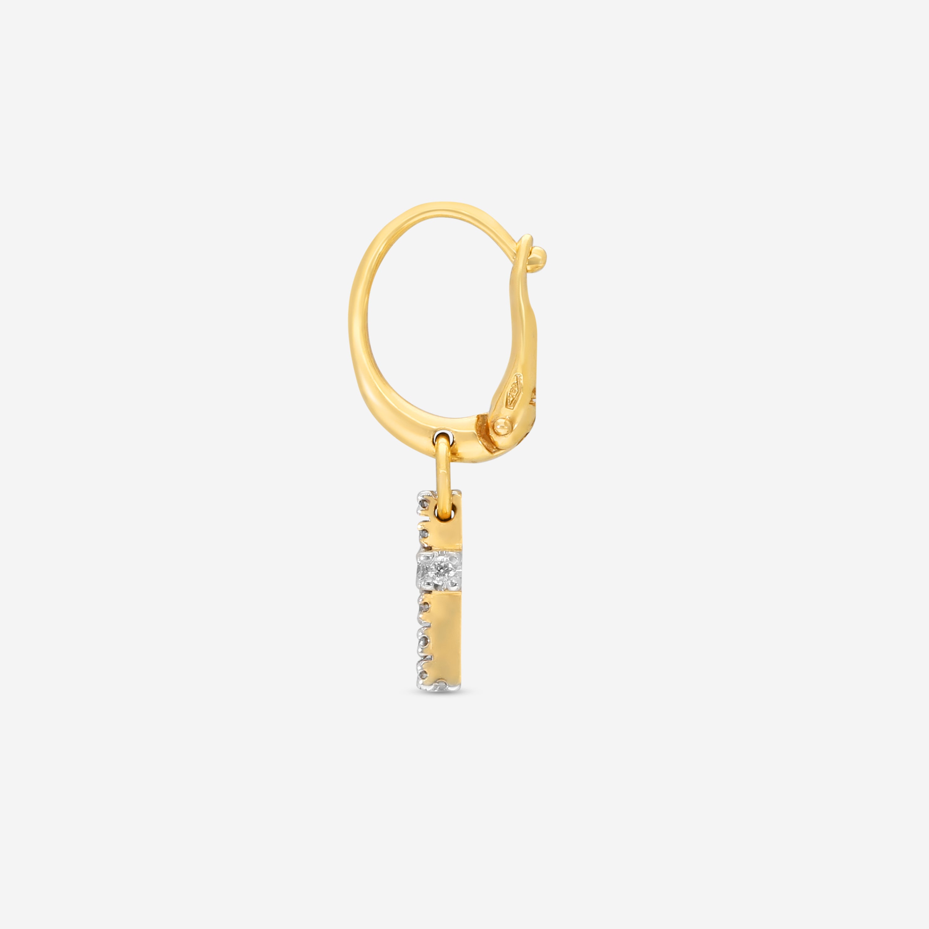 Pomellato 18K Yellow Gold Diamond Mono Cross Earring OB102HB07 - THE SOLIST