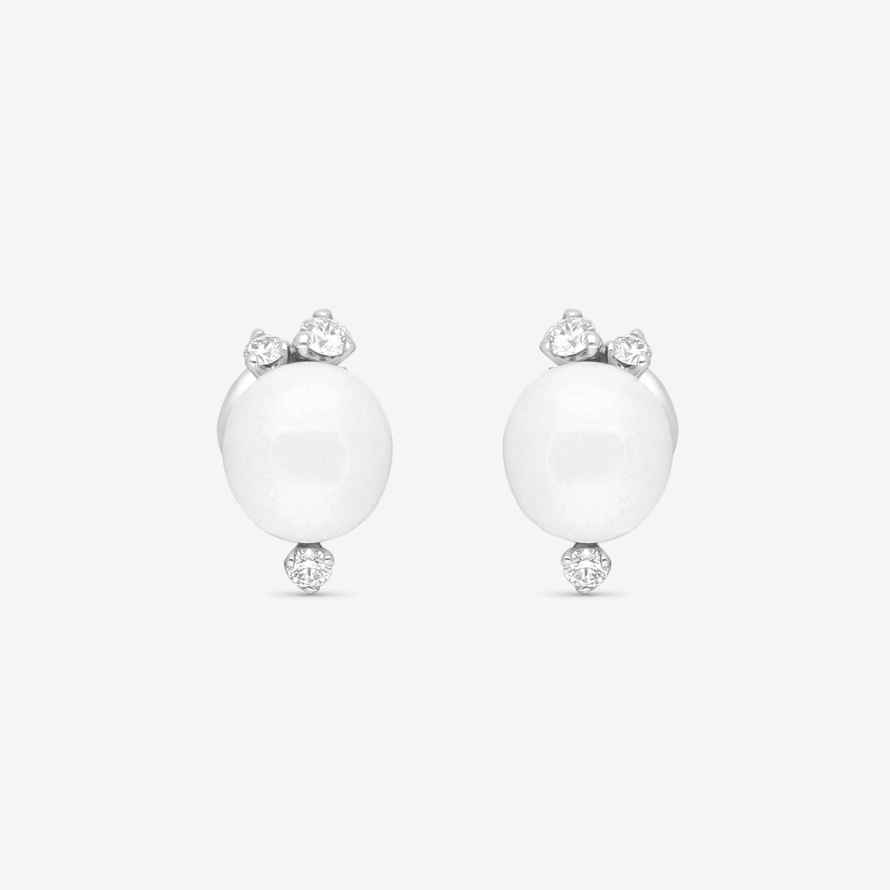 Pomellato Capri 18K White Gold White Ceramic Diamond Stud Earrings O.B609/B9/CB-149 - THE SOLIST