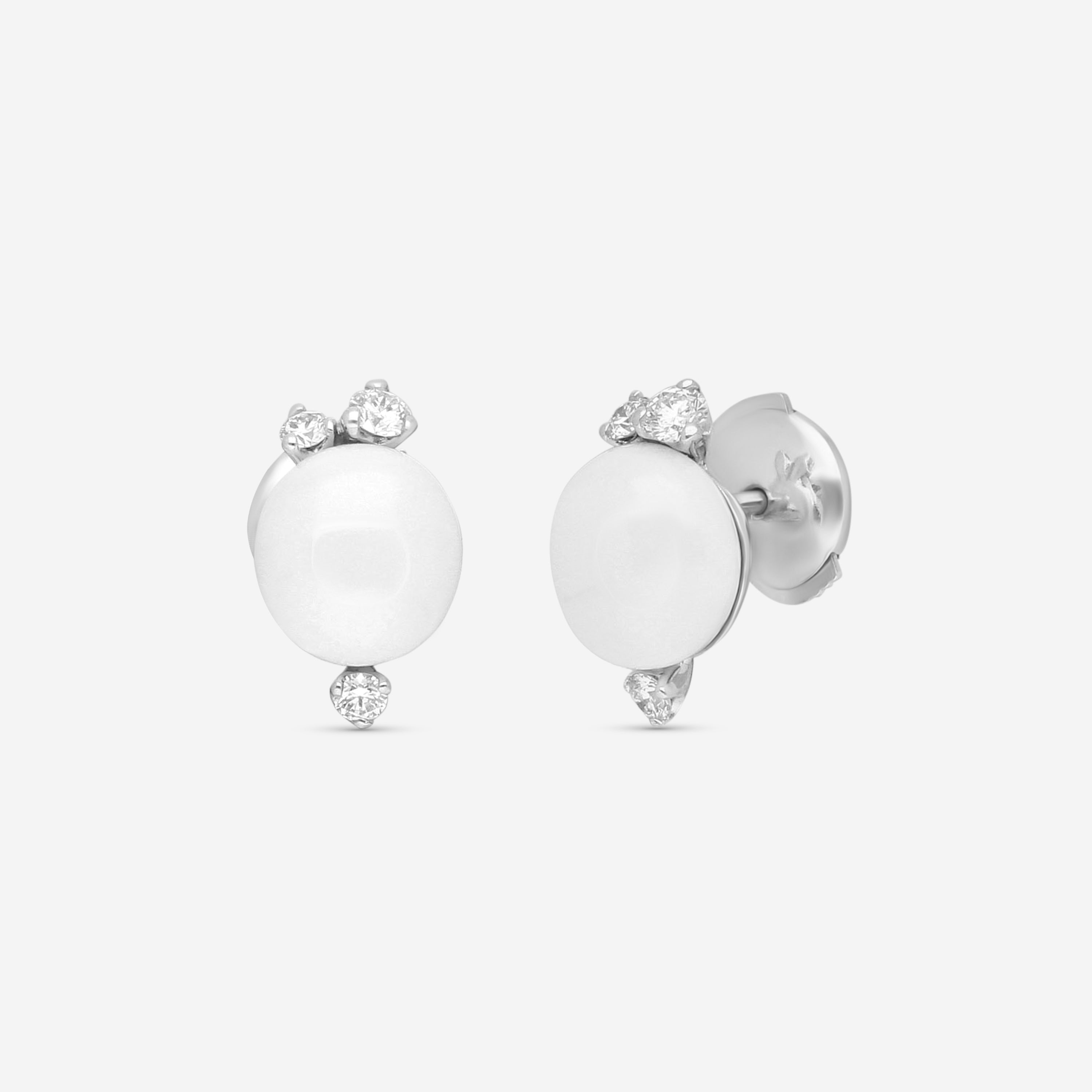 Pomellato Capri 18K White Gold White Ceramic Diamond Stud Earrings O.B609/B9/CB-149 - THE SOLIST