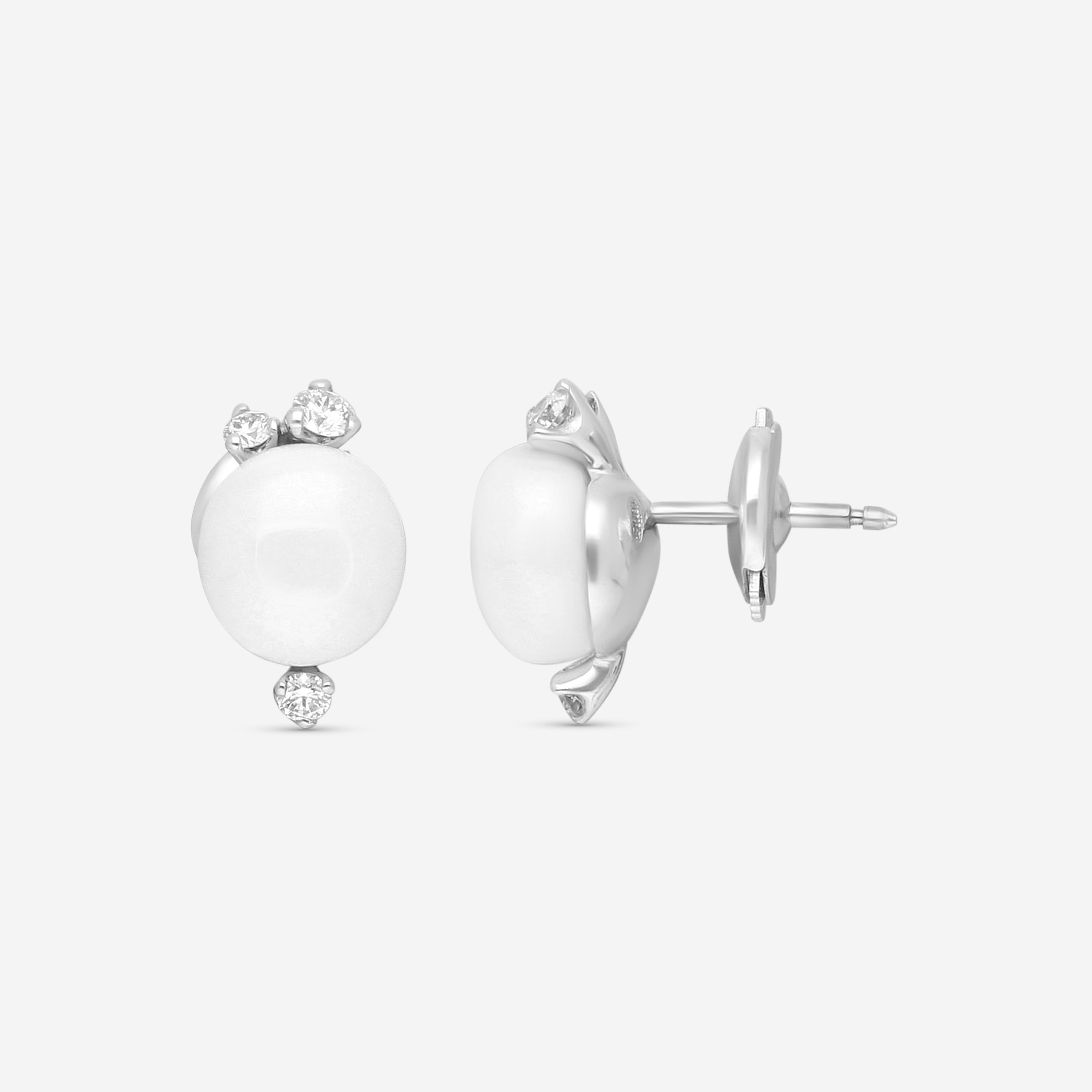 Pomellato Capri 18K White Gold White Ceramic Diamond Stud Earrings O.B609/B9/CB-149 - THE SOLIST