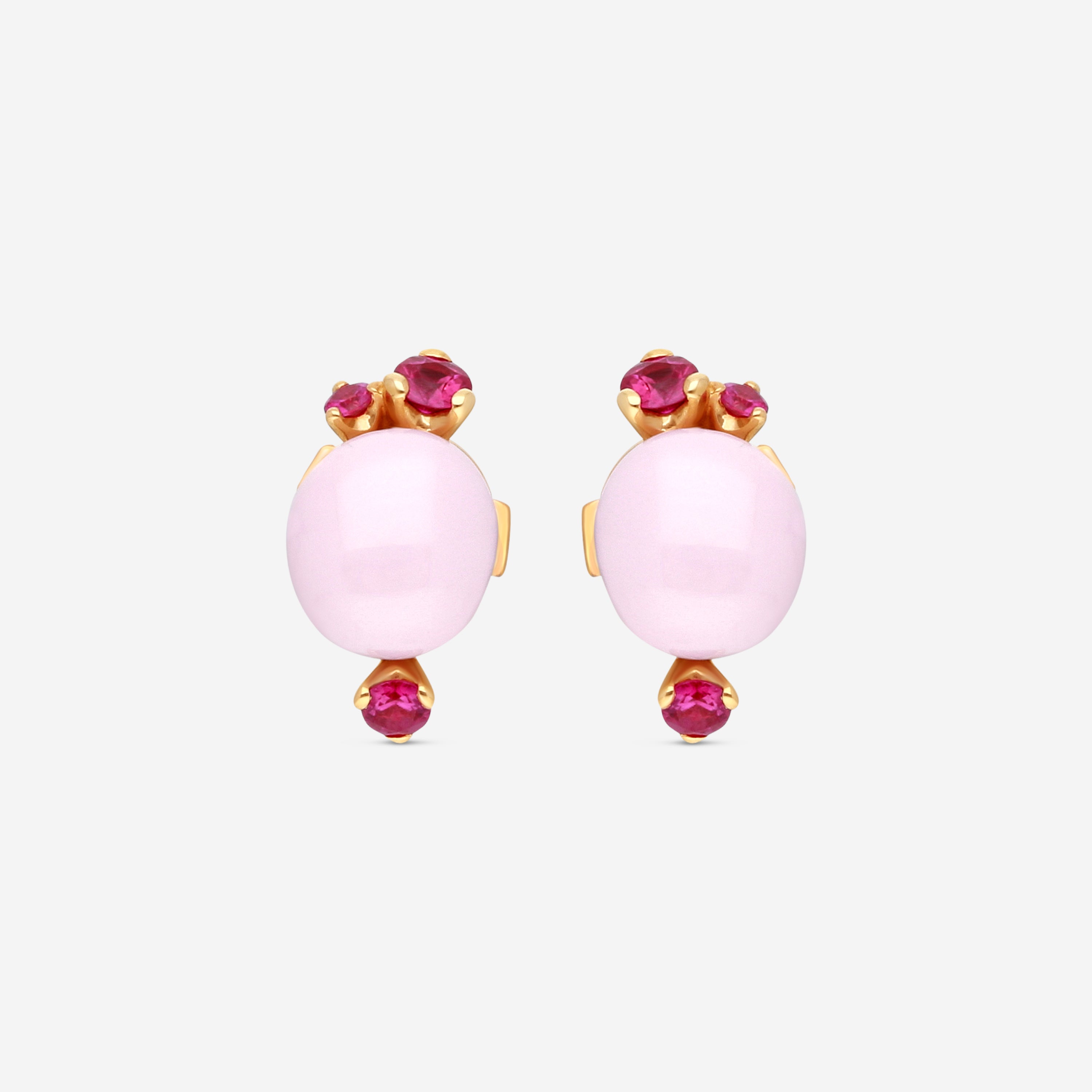 Pomellato Capri 18K Rose Gold Rose Ceramic & Rhodolite Earrings O.B612/O7/CRRU - THE SOLIST