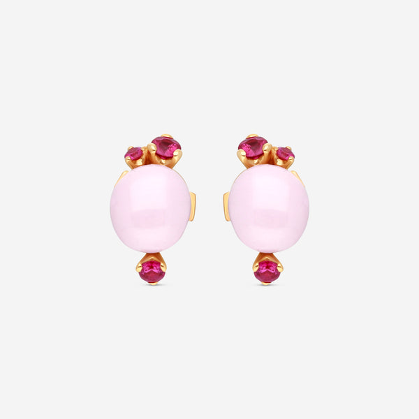 Pomellato Capri 18K Rose Gold Rose Ceramic & Rhodolite Earrings O.B612/O7/CRRU - THE SOLIST