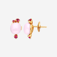 Pomellato Capri 18K Rose Gold Rose Ceramic & Rhodolite Earrings O.B612/O7/CRRU - THE SOLIST