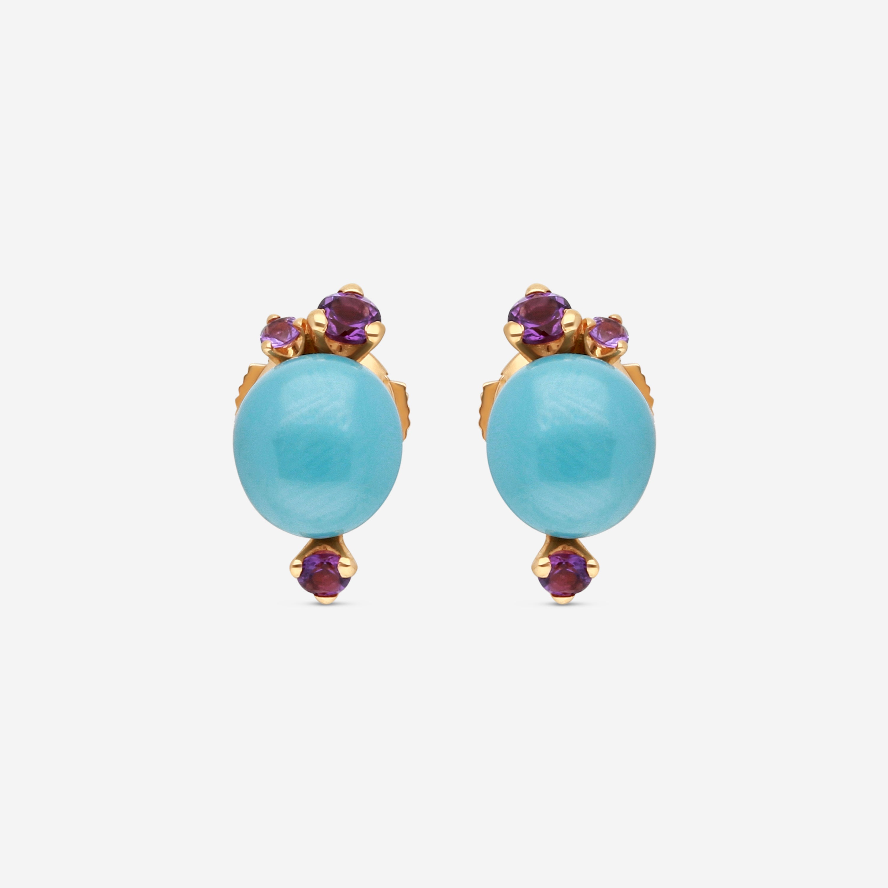 Pomellato Capri 18K Rose Gold Blue Ceramic & Rhodolite Earrings O.B612/O7/CTOI - THE SOLIST