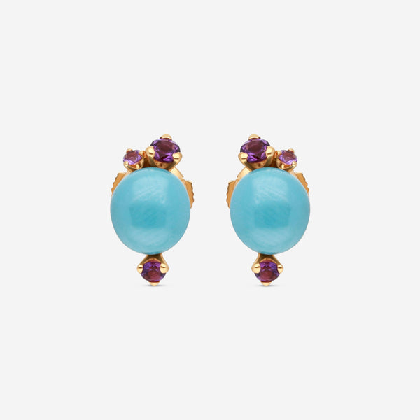 Pomellato Capri 18K Rose Gold Blue Ceramic & Rhodolite Earrings O.B612/O7/CTOI - THE SOLIST