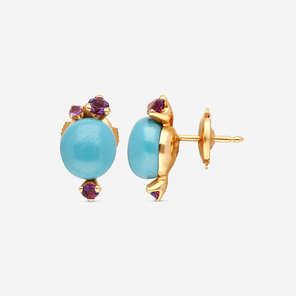 Pomellato Capri 18K Rose Gold Blue Ceramic & Rhodolite Earrings O.B612/O7/CTOI - THE SOLIST