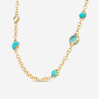 Pomellato 18K Rose Gold Turquoise & Rocca Crystal Necklace A131 - THE SOLIST