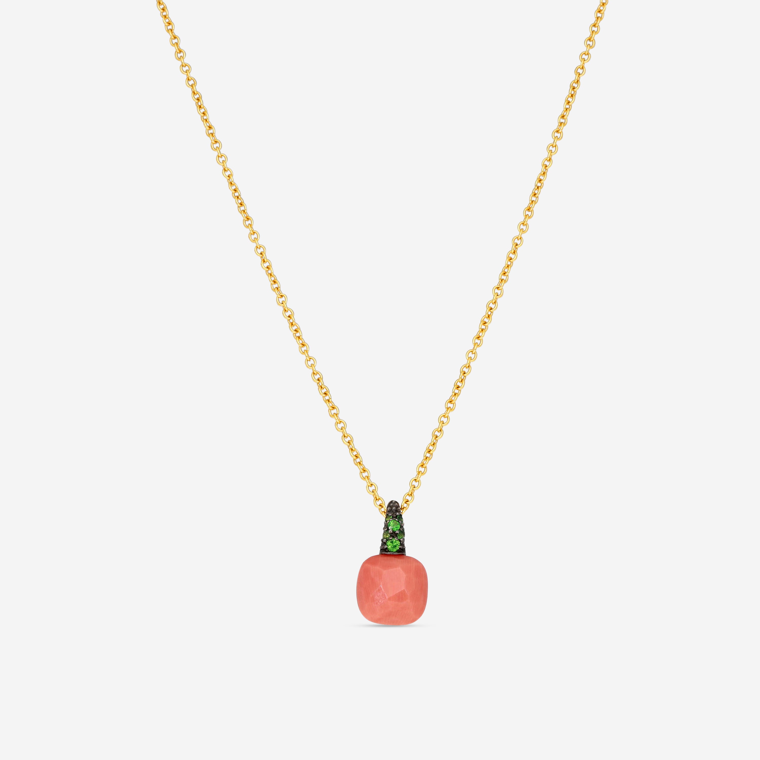 Pomellato Capri 18K Rose Gold Coral and Tsavorite Pendant Necklace A133-133
