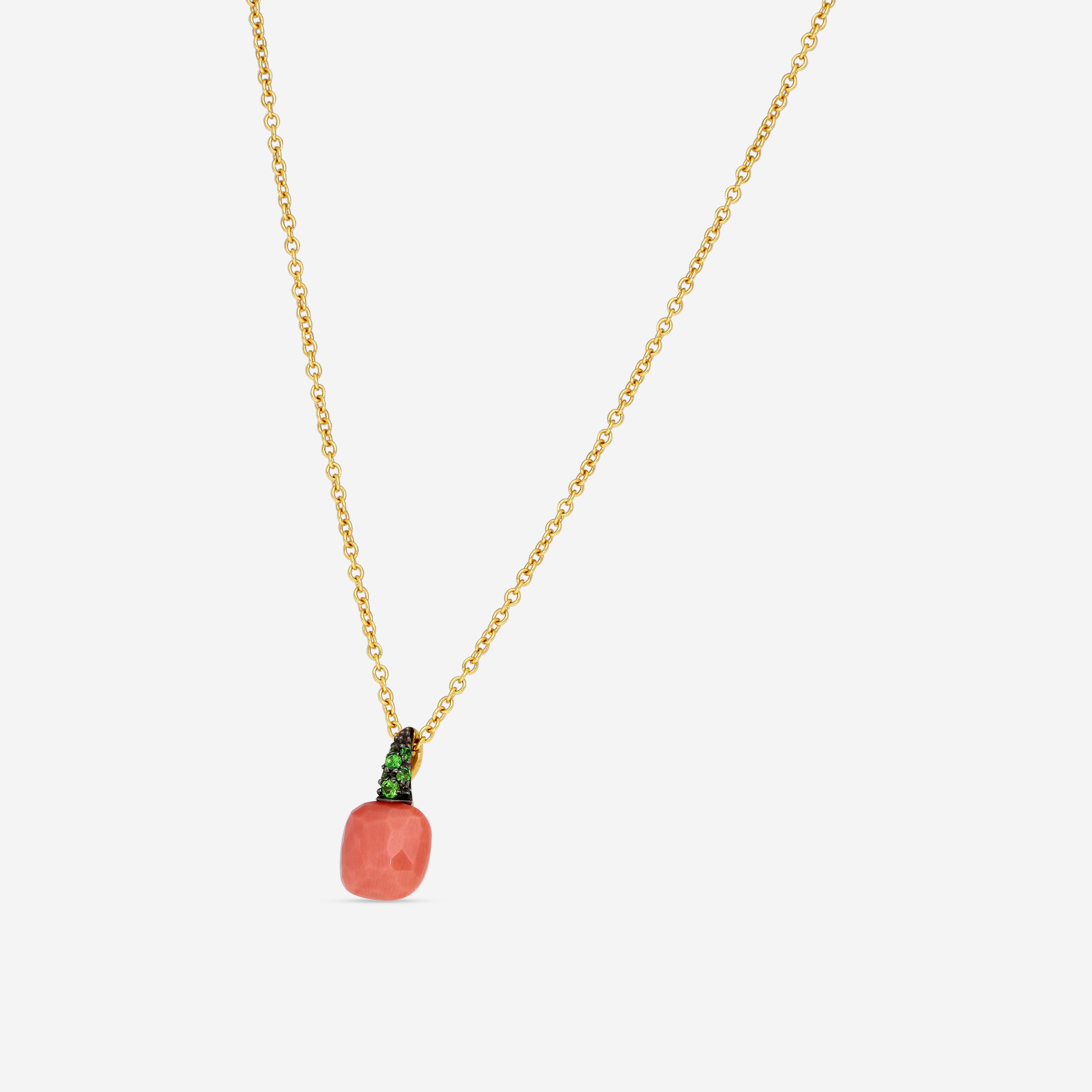 Pomellato 18K Rose Gold Tsavorite & Orange Milky Hard Stone Necklace A133 - THE SOLIST