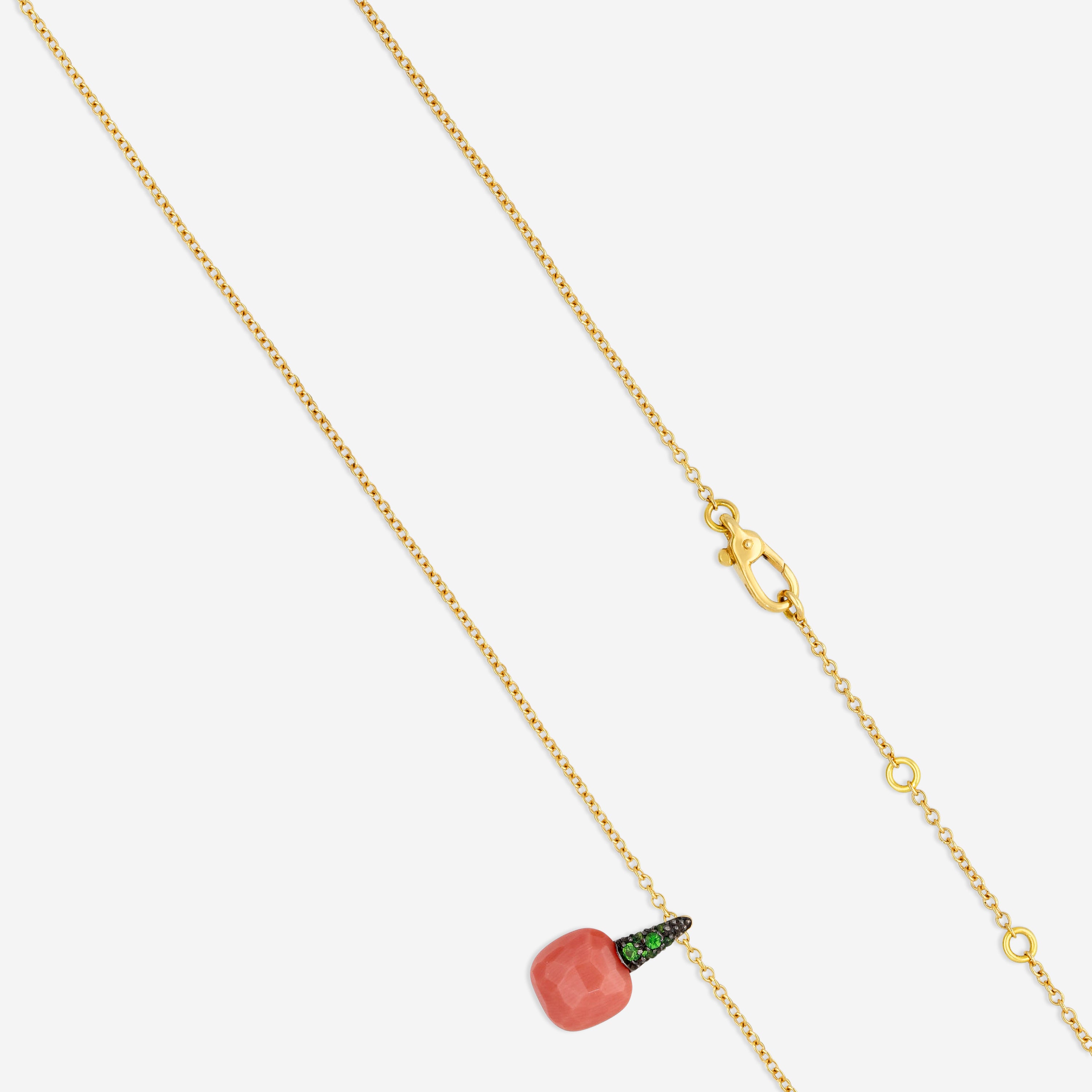 Pomellato Capri 18K Rose Gold Coral and Tsavorite Pendant Necklace A133-133