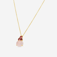 Pomellato 18K Yellow Gold Pink Milky Quartz & Tourmaline Rose Pendant F.A702/07QRT - THE SOLIST