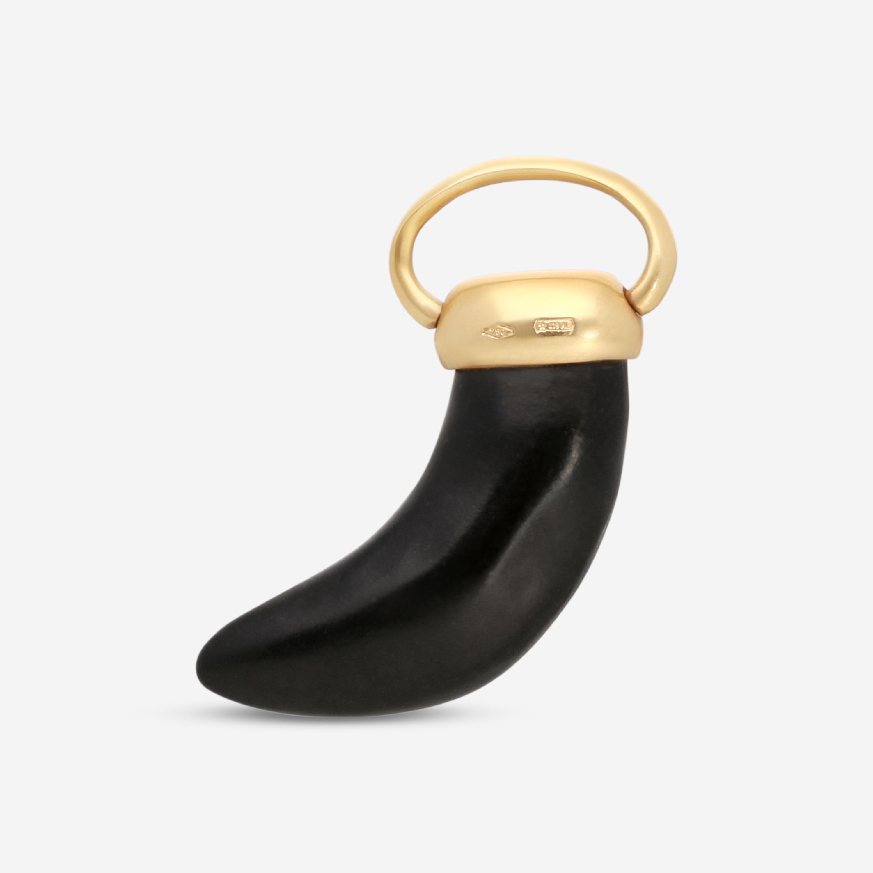 Pomellato Victoria 18K Rose Gold Jet Italian Horn Pendant A134-134