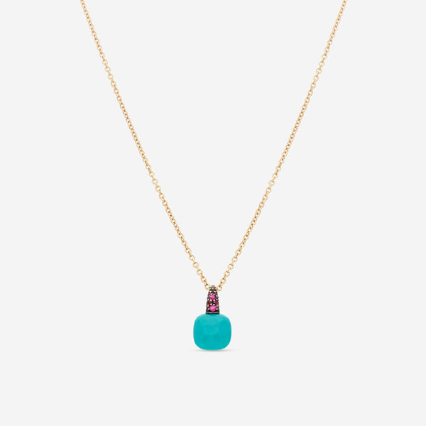 Pomellato Capri 18K Yellow Gold Turquoise & Rhodolite Pendant A137 - THE SOLIST