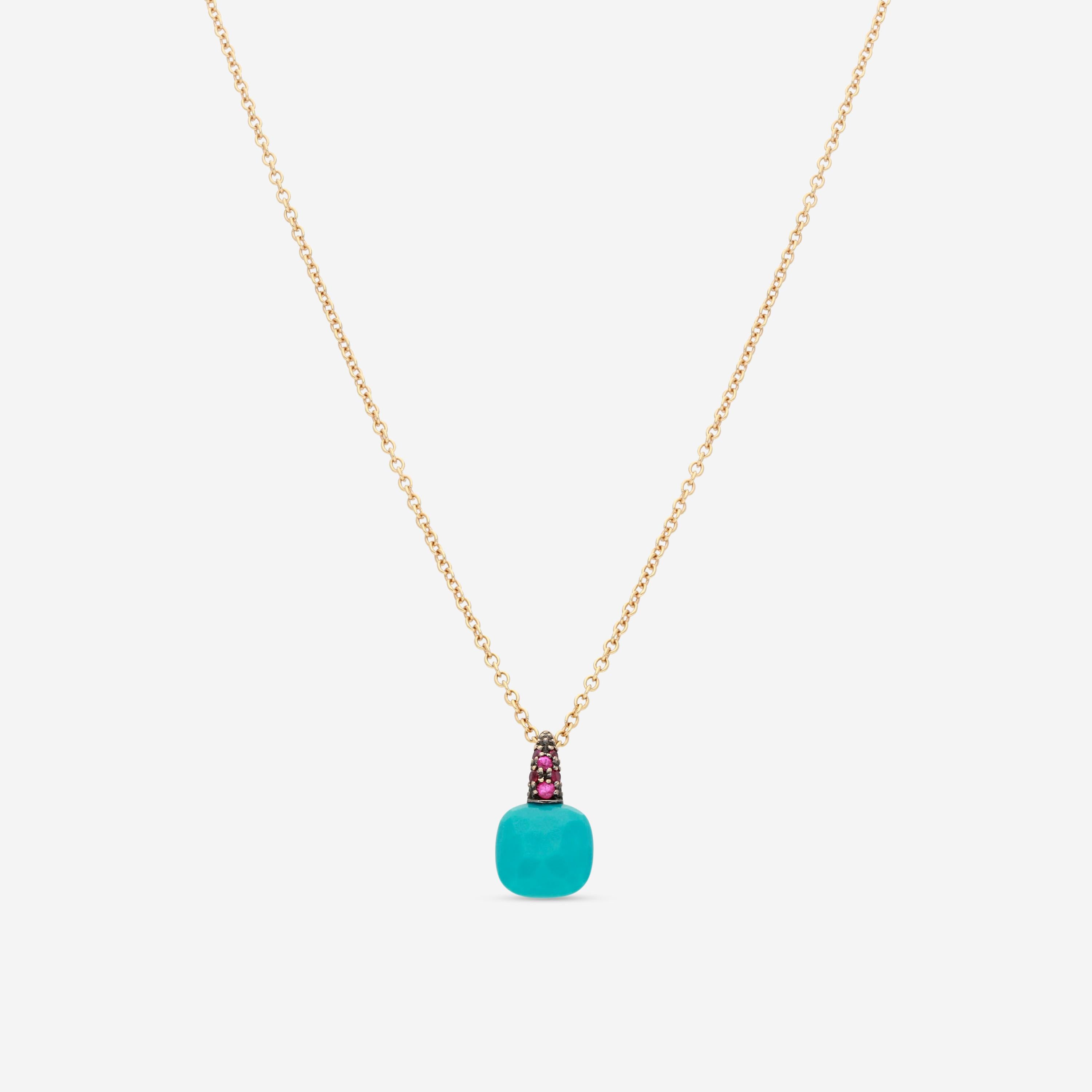 Pomellato Capri 18K Rose Gold Turquoise and Rhodolite Pendant Necklace A137-137 - THE SOLIST
