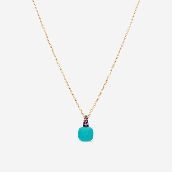 Pomellato Capri 18K Rose Gold Turquoise and Rhodolite Pendant Necklace A137-137 - THE SOLIST