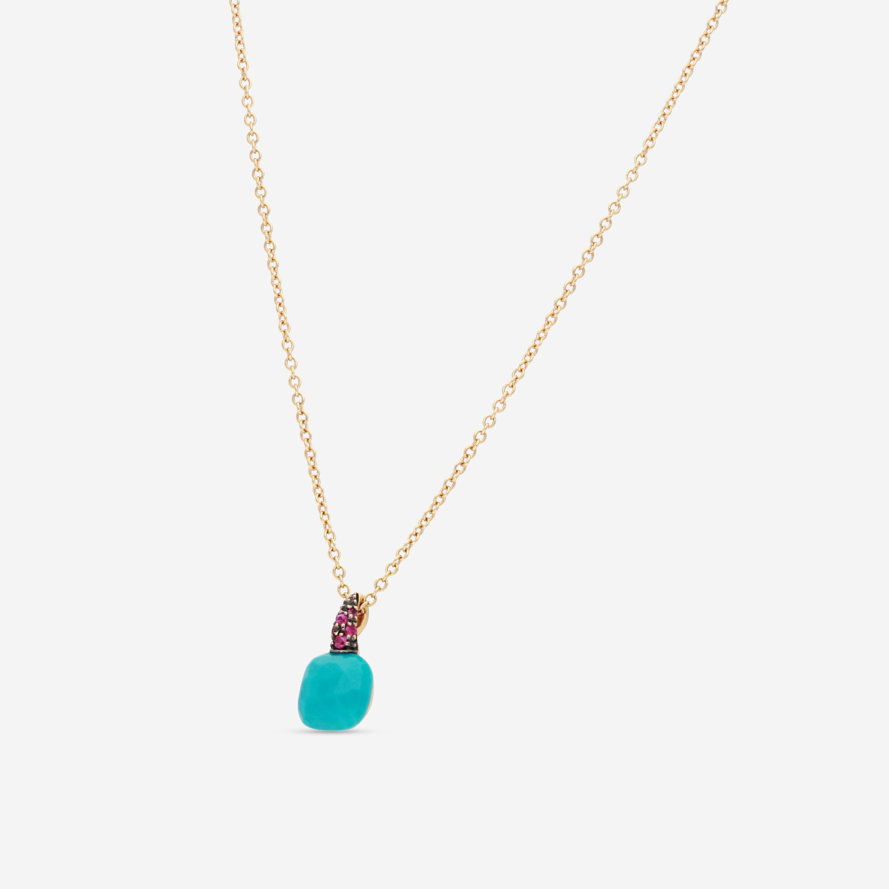 Pomellato Capri 18K Yellow Gold Turquoise & Rhodolite Pendant A137 - THE SOLIST