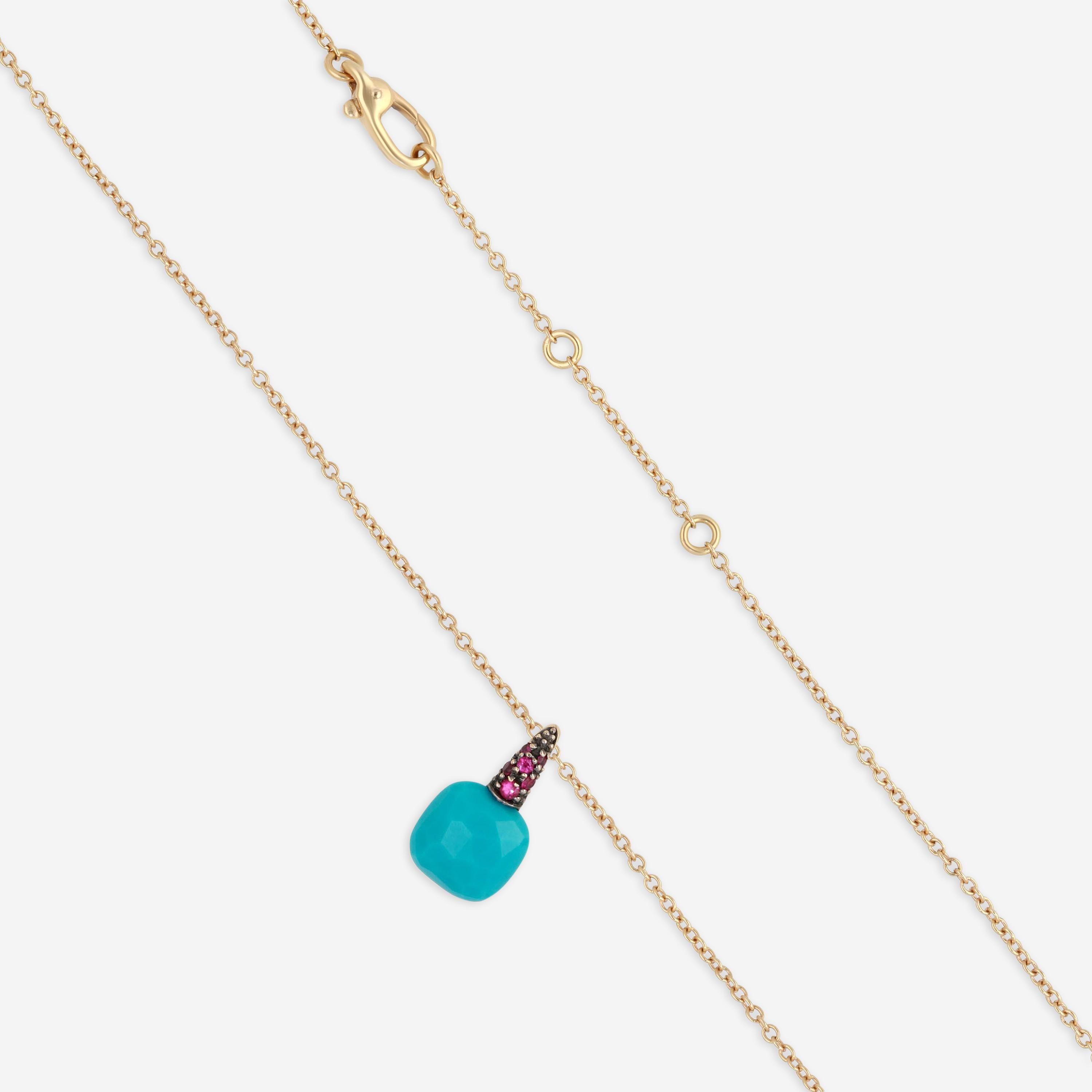 Pomellato Capri 18K Rose Gold Turquoise and Rhodolite Pendant Necklace A137-137 - THE SOLIST
