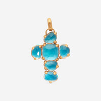 Pomellato 18K Matt Rose Gold Turquoise & Rocca Crystal Cross Pendant M.A705W07JTU - THE SOLIST