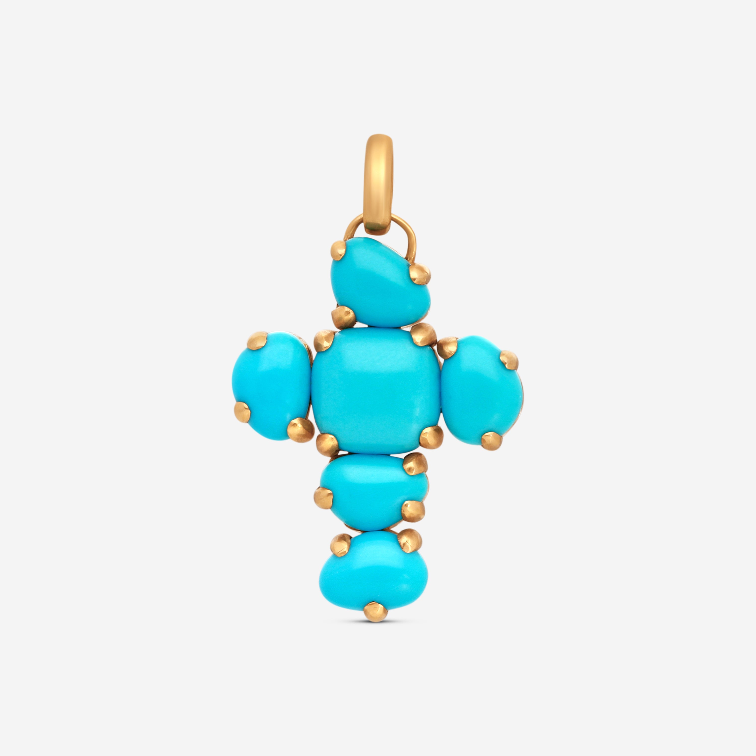 Pomellato 18K Matt Rose Gold Turquoise & Rocca Crystal Cross Pendant M.A705W07JTU - THE SOLIST