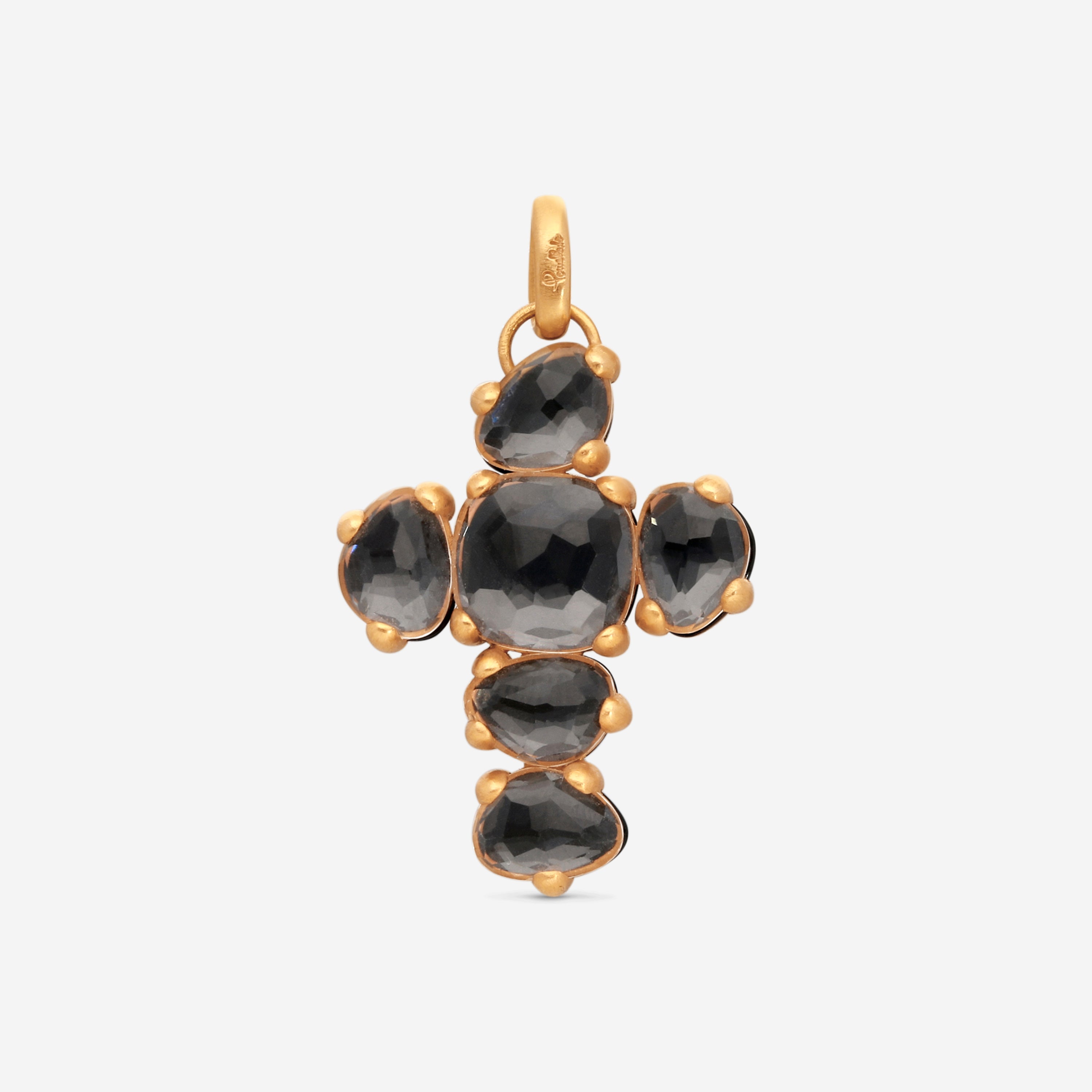 Pomellato 18K Matt Rose Gold Onyx & Rocca Crystal Cross Pendant M.A705W07JON - THE SOLIST
