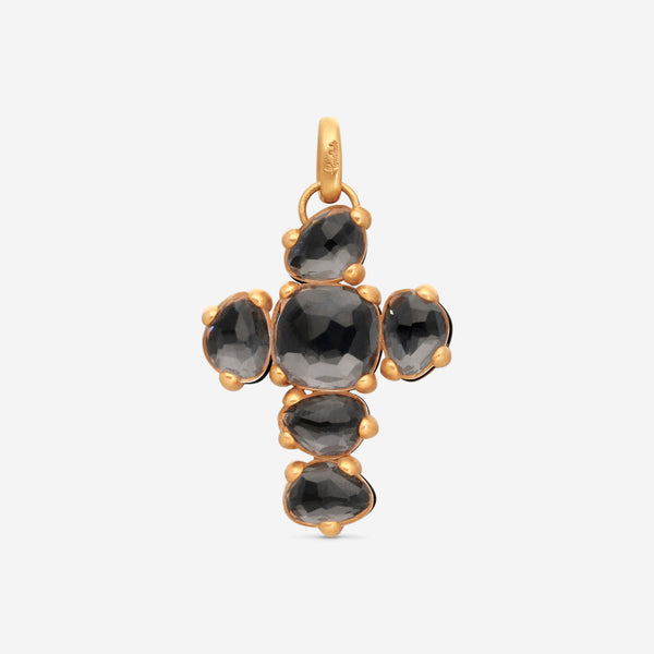 Pomellato 18K Matt Rose Gold Onyx & Rocca Crystal Cross Pendant M.A705W07JON - THE SOLIST