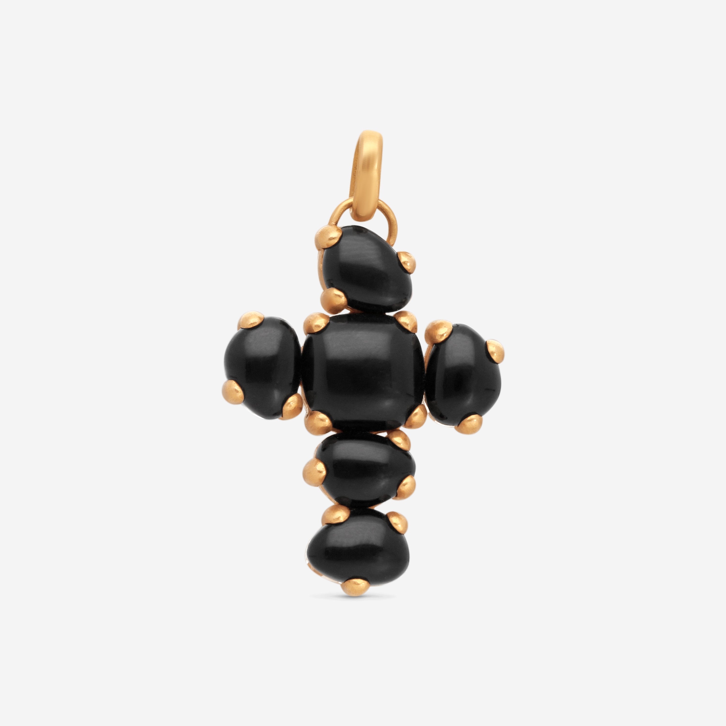 Pomellato 18K Matt Rose Gold Onyx & Rocca Crystal Cross Pendant M.A705W07JON - THE SOLIST