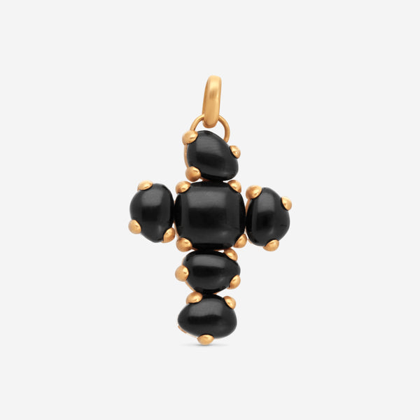 Pomellato 18K Matt Rose Gold Onyx & Rocca Crystal Cross Pendant M.A705W07JON - THE SOLIST