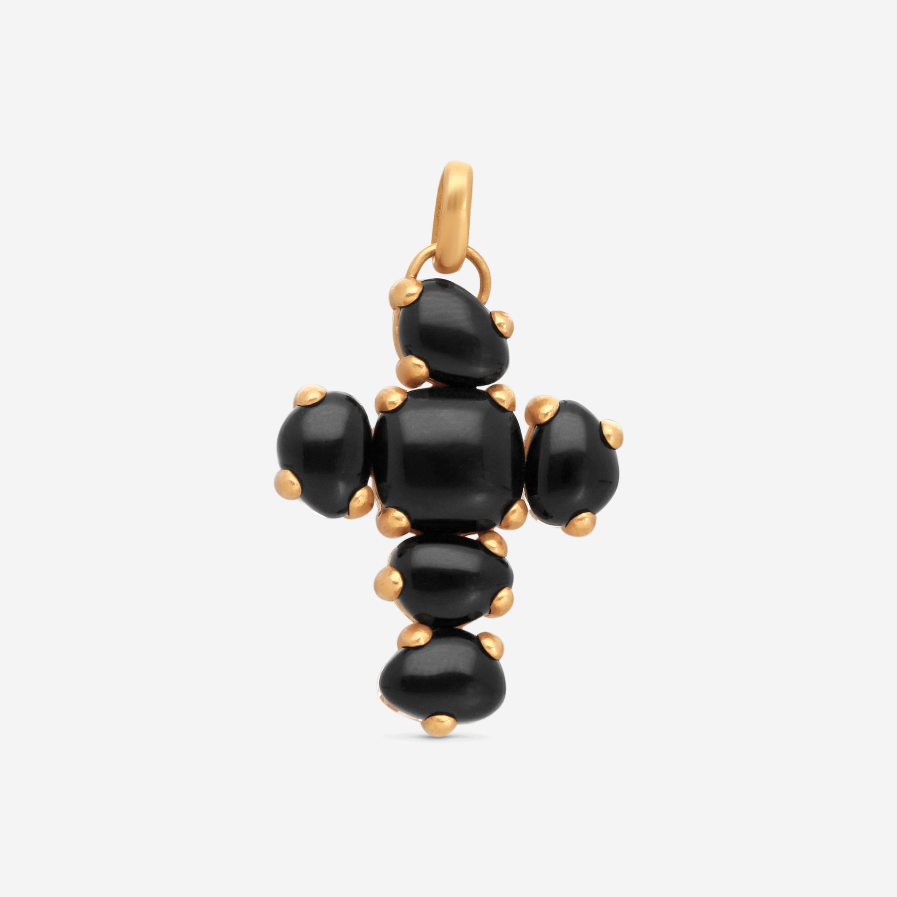 Pomellato Capri 18K Rose Gold Crystal and Onyx Cross Pendant M.A705W07JON-142