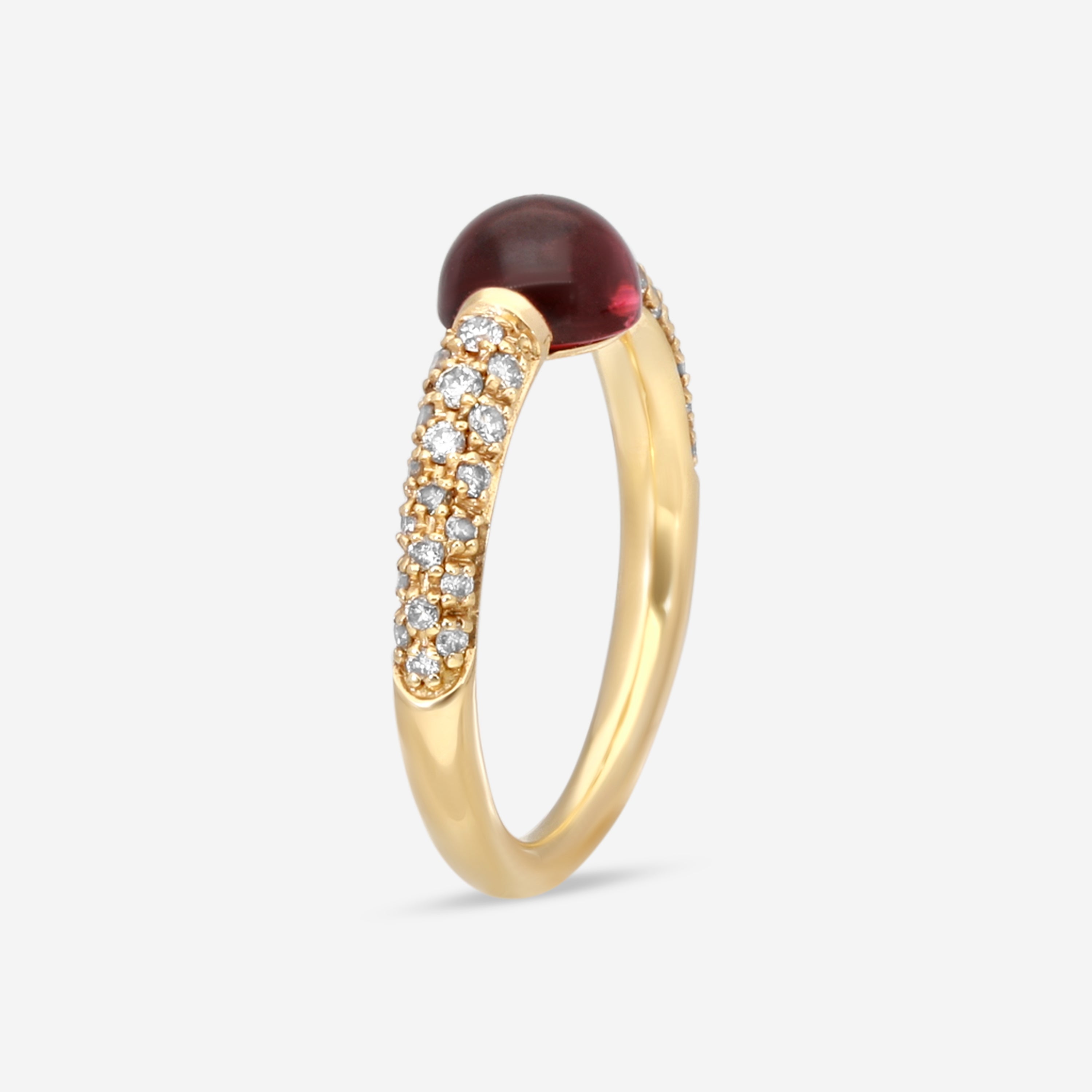 Pomellato 18K Yellow Gold Garnet Rodolite & Brown Diamond Ring Sz. 6.5 A.B213TBR07 - THE SOLIST