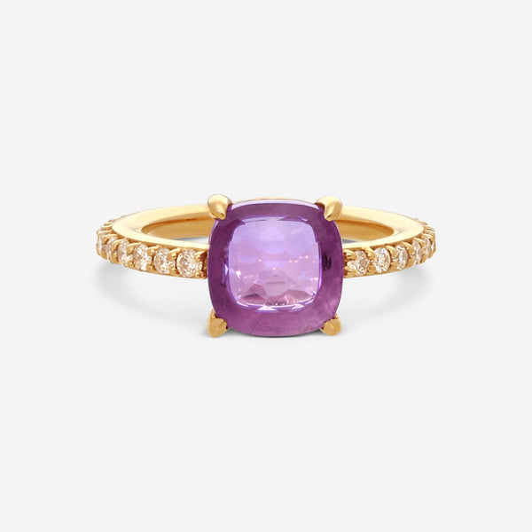 Pomellato 18K Yellow Gold Diamond & Amethyst Ring Sz. 6 A.A50907BR01 - THE SOLIST