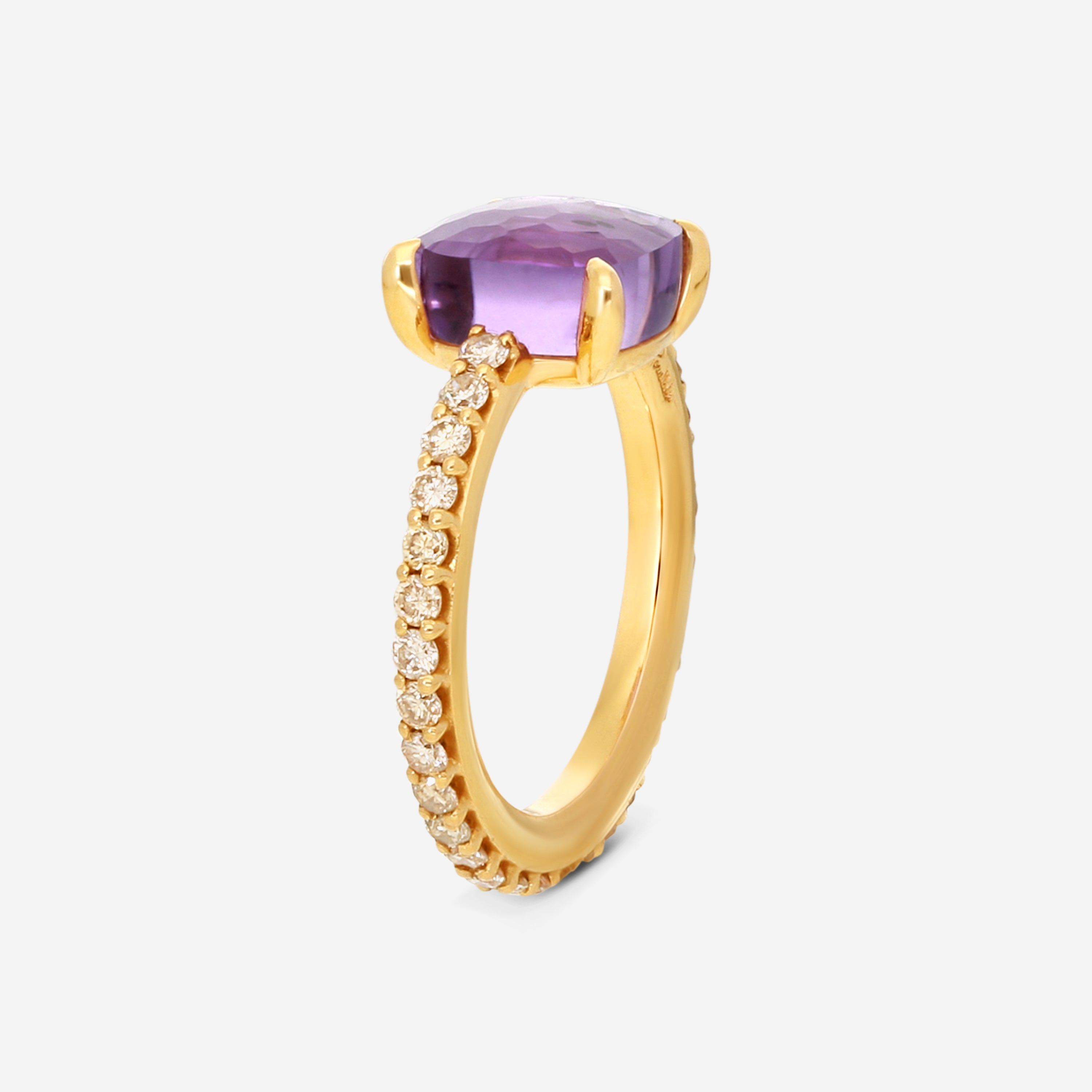 Pomellato 18K Yellow Gold Diamond & Amethyst Ring Sz. 6 A.A50907BR01 - THE SOLIST