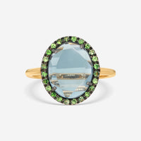 Pomellato 18K Yellow Gold Diamond, Blue London Topaz & Tsavorite Ring Sz. 4.25 A.B307/07TLTZ - THE SOLIST