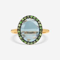 Pomellato Colpo di Fulmine 18K Rose Gold London Blue Topaz Tsavorite Ring Sz. 6 A.B307/07TLTZ-102 - THE SOLIST