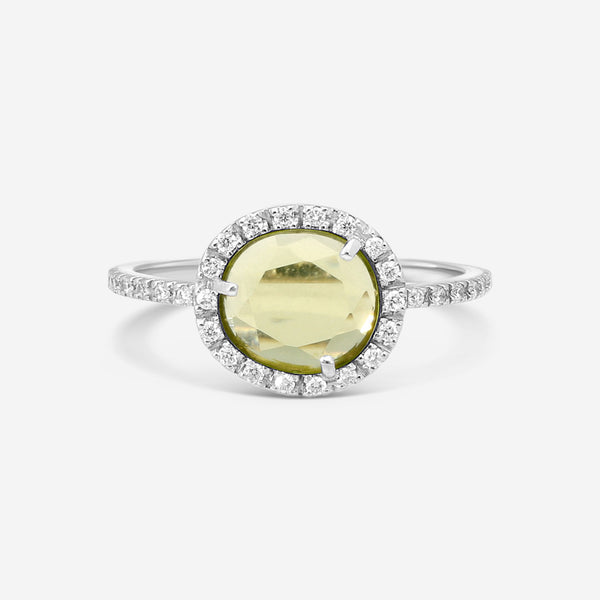 Pomellato Colpo di Fulmine 18K White Gold Peridot Diamond Ring Sz. 6.25 A105-105