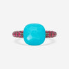 Pomellato Capri 18K Yellow Gold Turquoise and Garnet Ring Sz. 6.5 A123-123