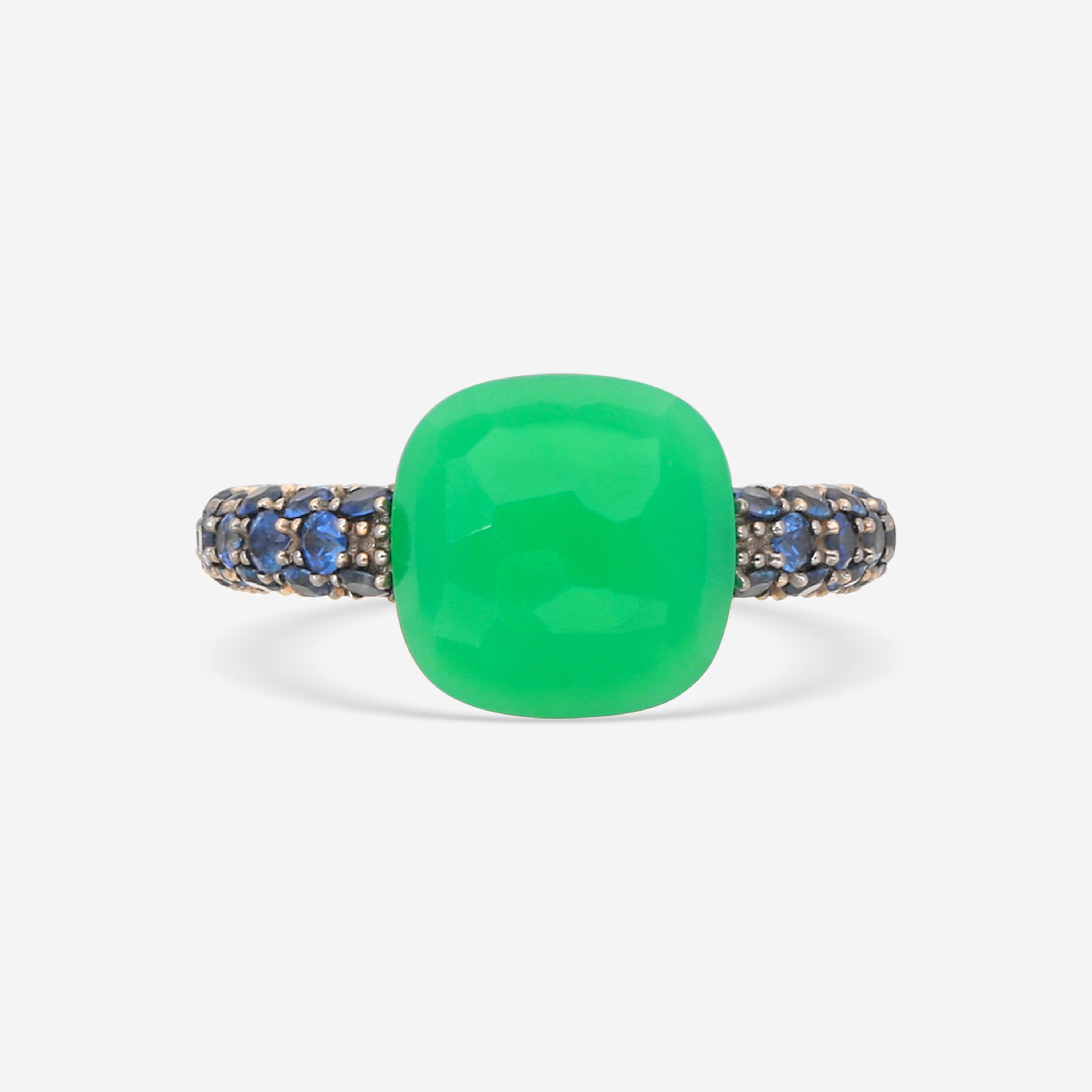 Pomellato Capri 18K Yellow Gold Blue Sapphire & Chrysoprase Ring Sz. 6.5 A125 - THE SOLIST