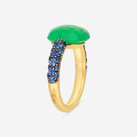 Pomellato Capri 18K Yellow Gold Blue Sapphire & Chrysoprase Ring Sz. 6.5 A125 - THE SOLIST