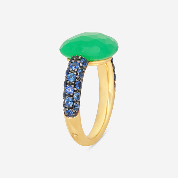 Pomellato Capri 18K Yellow Gold Blue Sapphire & Chrysoprase Ring Sz. 5.75 A126 - THE SOLIST