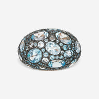 Pomellato Tabou Blue Quartz 18K Rose Gold Sterling Silver Dome Ring Sz. 7 A135-135 - THE SOLIST