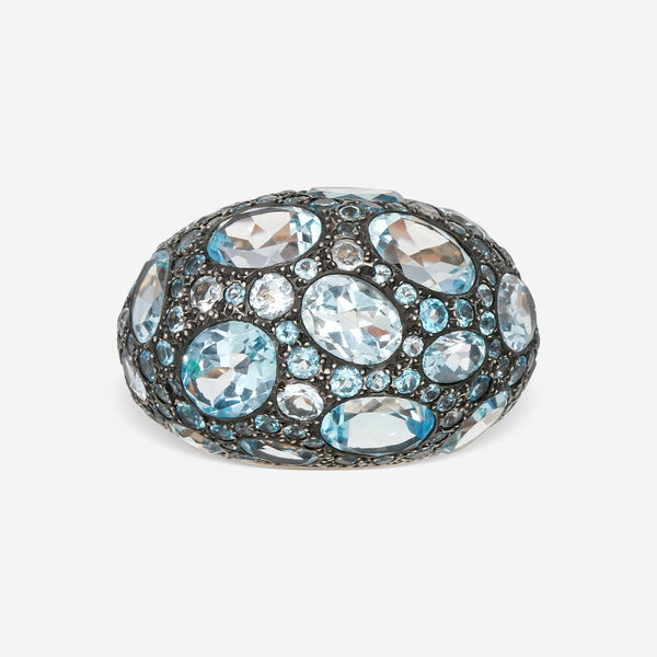 Pomellato Tabou Blue Quartz 18K Rose Gold Sterling Silver Dome Ring Sz. 7 A135-135 - THE SOLIST