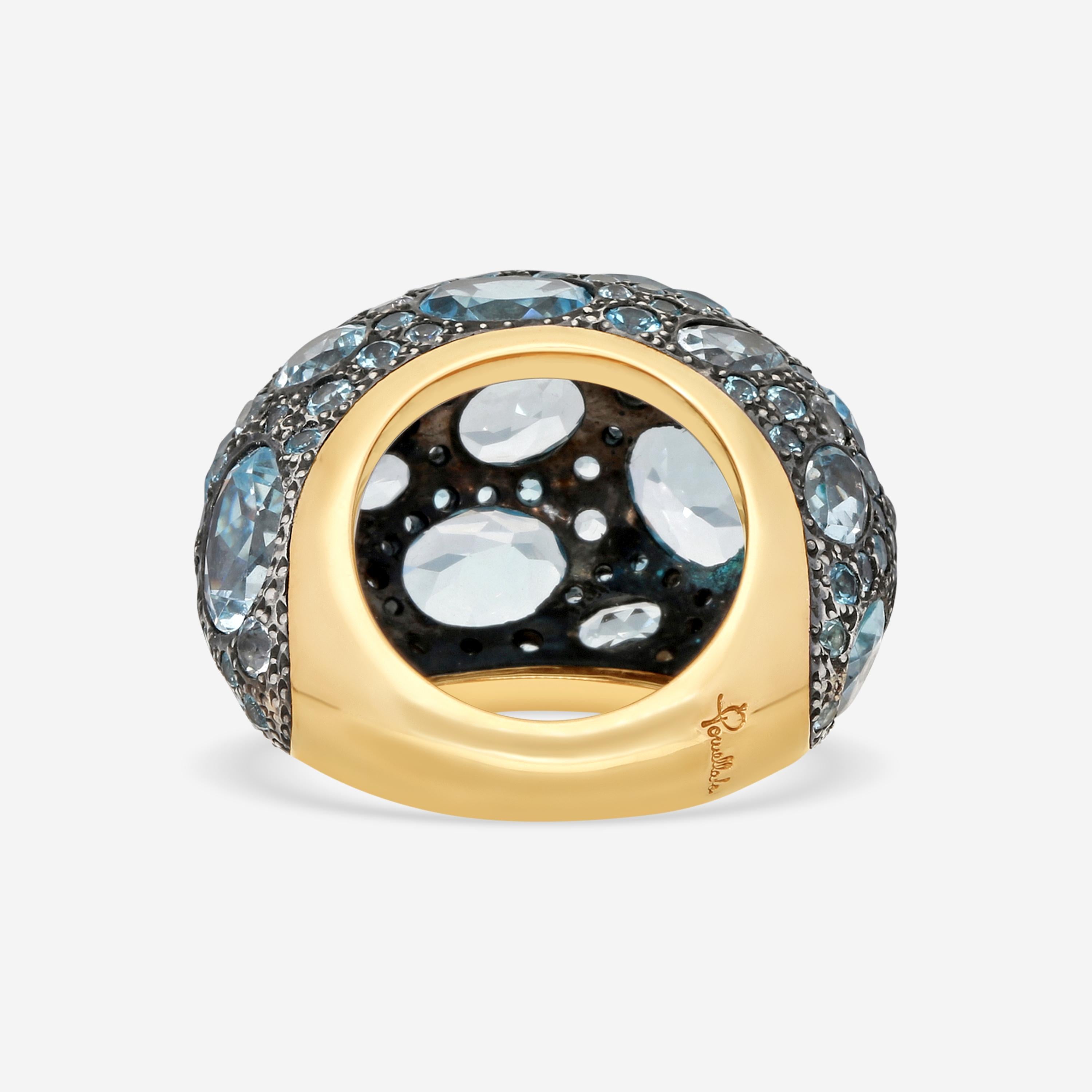 Pomellato Tabou Blue Quartz 18K Rose Gold Sterling Silver Dome Ring Sz. 7 A135-135 - THE SOLIST