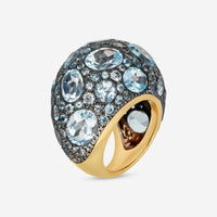 Pomellato Tabou Blue Quartz 18K Rose Gold Sterling Silver Dome Ring Sz. 7 A135-135 - THE SOLIST