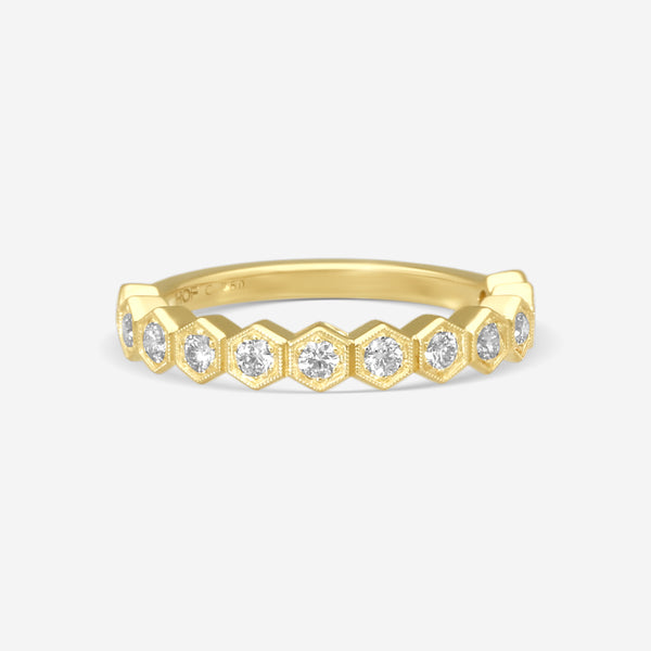 Hearts On Fire Hex 18K Yellow Gold Diamond Band Ring HBADHEX00388Y-C