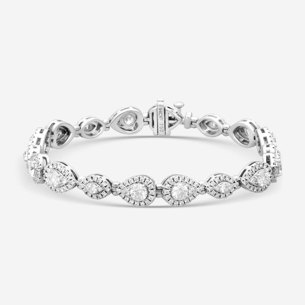 Hearts On Fire Teardrop 18K White Gold Diamond Bracelet HFBTARDH04808W
