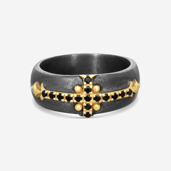 Armenta 18K Yellow Gold & Blackened Sterling Silver Multistone Ring Sz. 11 18511