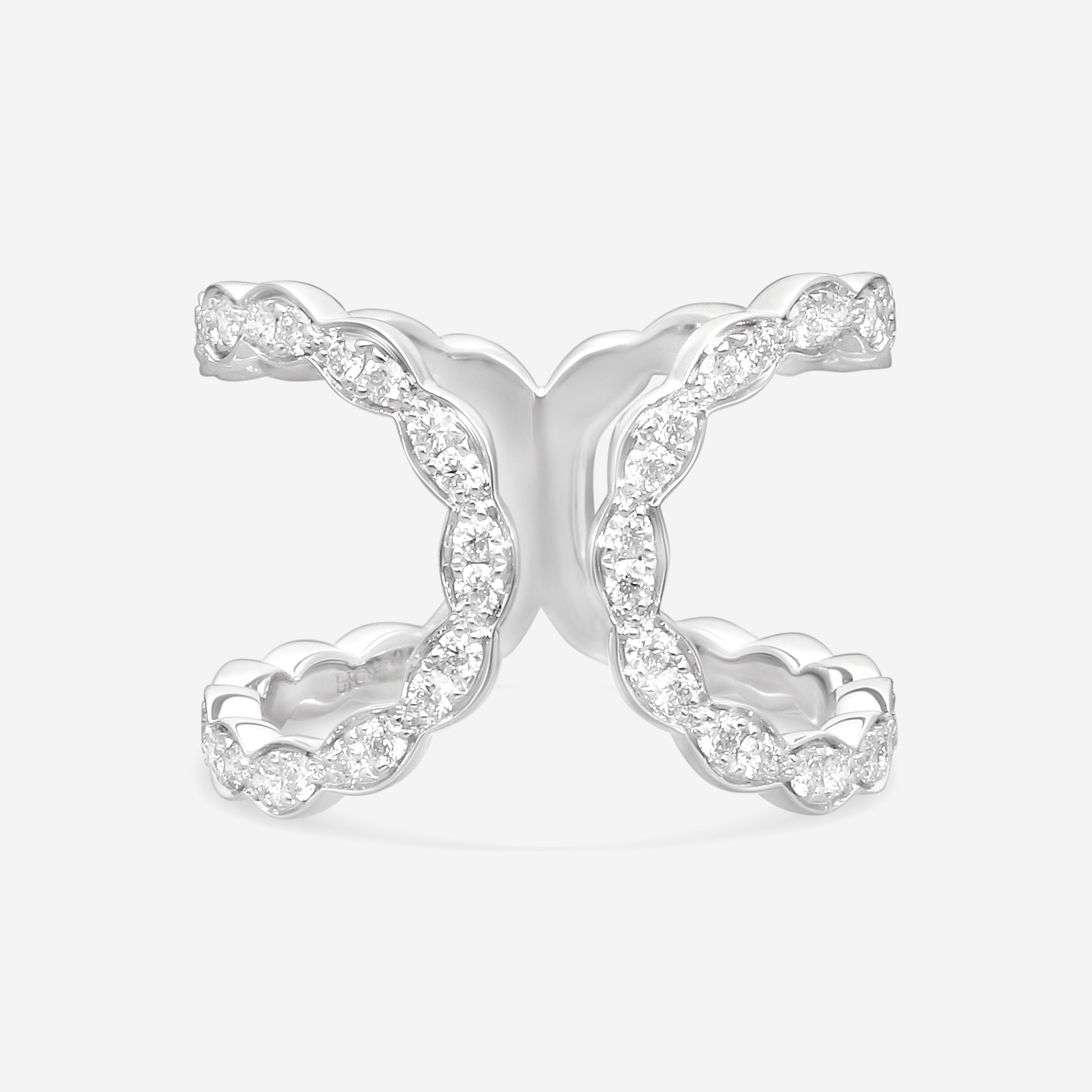 Hearts On Fire Lorelei 18K White Gold Diamond Open Ring Sz. 7.5 HFRLORFLOPN00558W